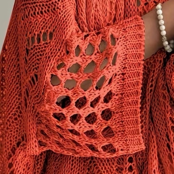 Coverup with Geometric Cut-Out 3/4 Sleeve - Picture 4 of 6